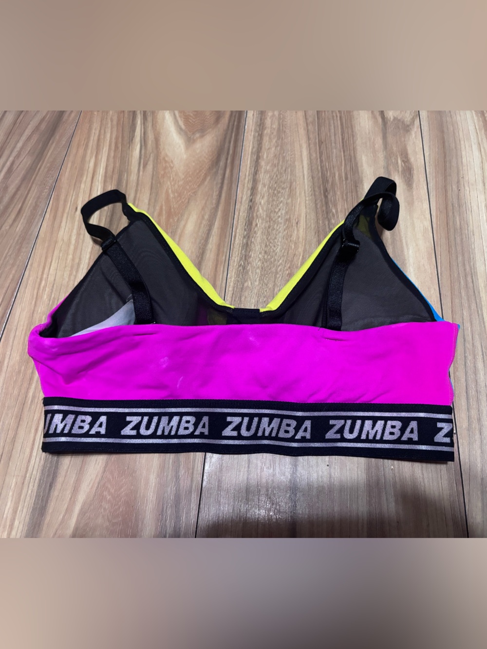 Zumba Fitness Colorblock Sports bra - Blue, Pink & Yellow - Picture 2 of 3